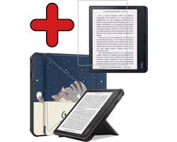 Hoes Geschikt voor Kobo Sage - Met Screenprotector - Luxe E-reader Trifold Case - Bescherm Hoesje Book Cover - Kat