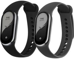 kwmobile 2x horlogebandjes geschikt voor Xiaomi Mi Band 10 / Mi Band 9 / 8 bandje - Smartwatch bandjes van TPU - Activity tracker horloge band in zwart / grijs