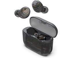 JLab Go Pop Draadloze Oordopjes - Bluetooth Oortjes Draadloos - 35 uur Batterijduur - Be Aware Audio - Met Microfoon - Geschikt voor Android en Apple - Doorzichtig