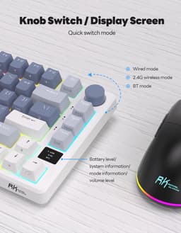Royal Kludge RKM75 - RGB Mechanisch Gaming Toetsenbord - Met Display - Foam Touch - Ocean Blue - Bluetooth - Hot Swappable Switch - Silver Switches - Inclusief Stofkap — thumbnail 2