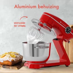 KitchenBrothers Keukenrobot - Keukenmachine - Touch Display en Timer - BPA-vrij - 6,2L - 1800W - Keukenmixer - Aluminium - Rood — thumbnail 4