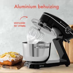 KitchenBrothers Keukenrobot - Keukenmachine - Touch Display en Timer - BPA-vrij - 6,2L - 1800W - Keukenmixer - Aluminium - Zwart — thumbnail 4