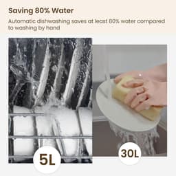 Tafelvaatwasser - Mini vaatwasser - Snel afwassen - Ingebouwde watertank - 43x43x46 cm - Wit — thumbnail 4