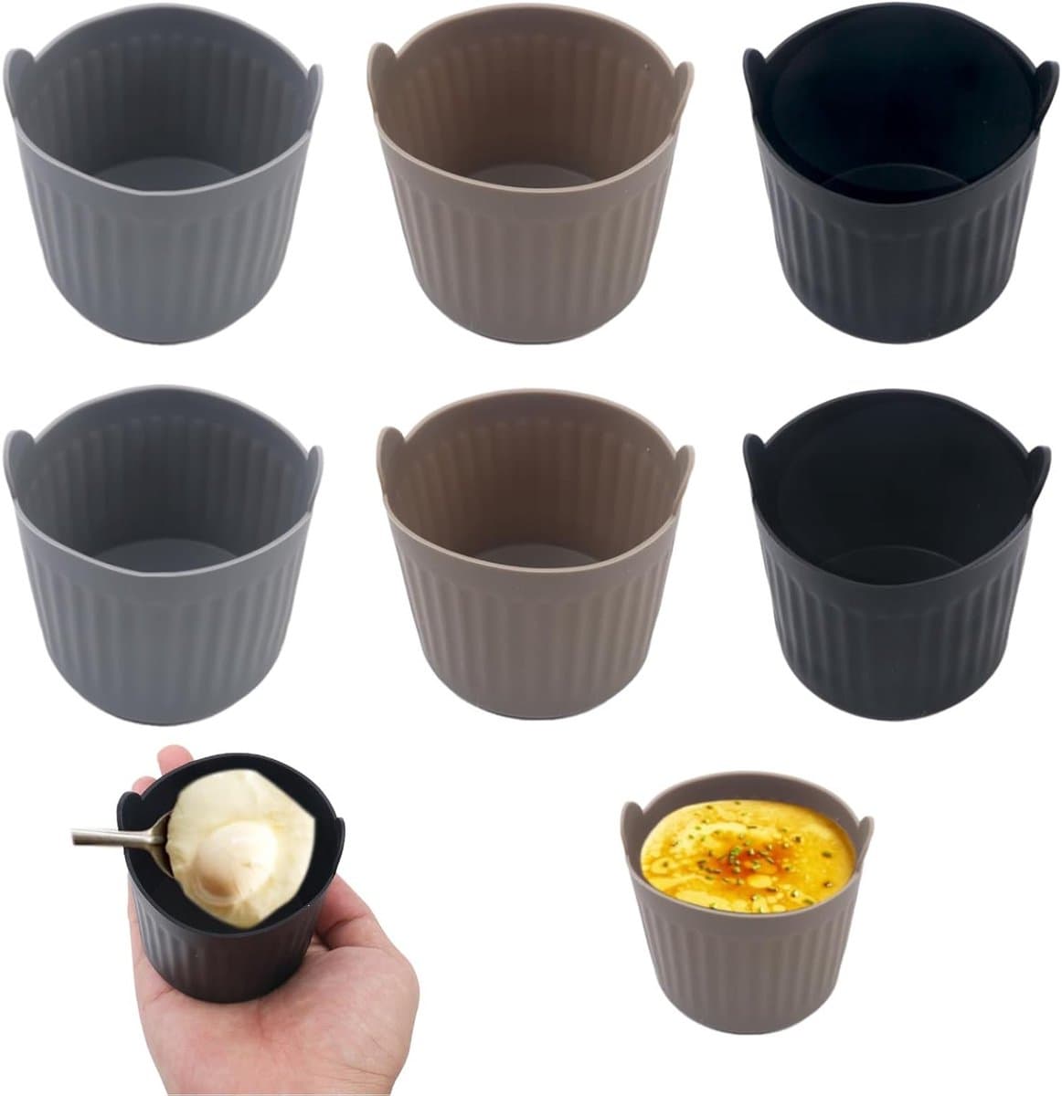 Set van 6 Herbruikbare Siliconen Mallen voor Airfryer, Ideaal voor Eieren, Taarten en Desserts — afbeelding 1