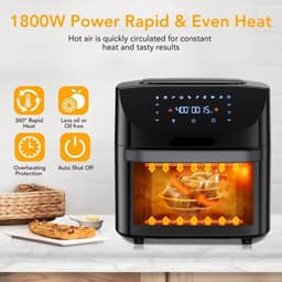 Airfryer - 18L – Heteluchtfriteuse - 10-in-1 Digitale Convectie Oven – 1800W - Airfryer en Toaster Combinatie – Groot Formaat - met LED Scherm - Meerdere Rekniveau's — thumbnail 4