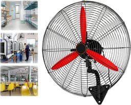 Wandventilator Industrieel - Muurventilator Krachtig - Ruimte Koelen - Zuiver Koper Motor - 68cm - Zwart — thumbnail 1