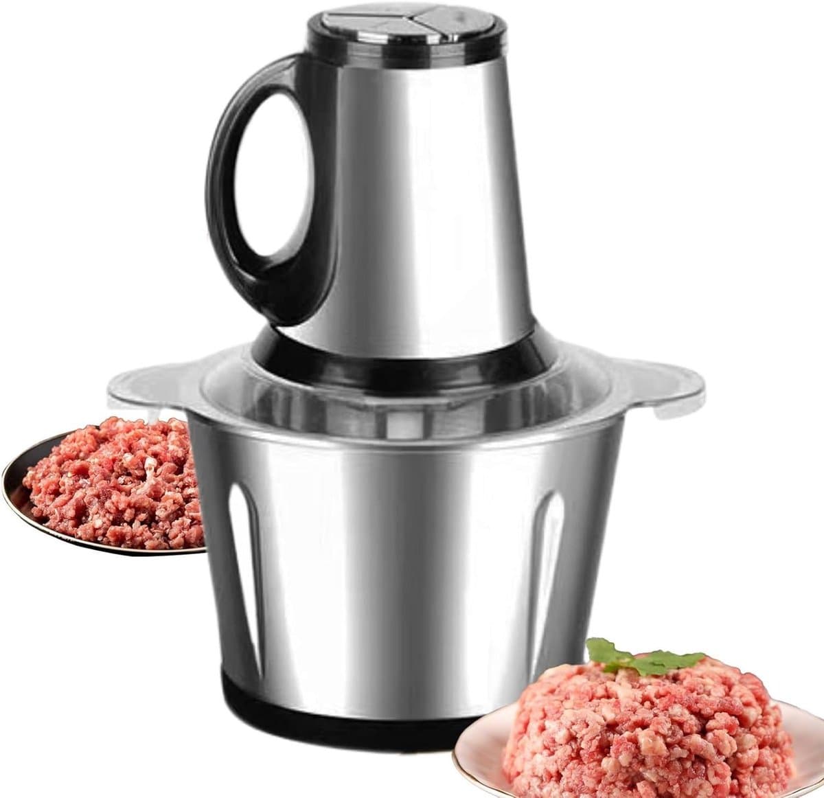 Elektrische Groentehakker - Keukenmachine Slicer - Maaltijd Voorbereiden - Roestvrijstaal Snijblad - 27x18cm - Zilver — afbeelding 1
