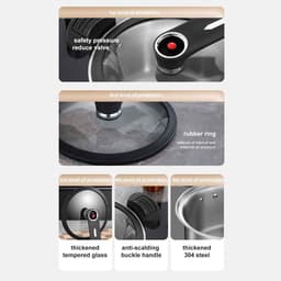 Cooker Pressure Pan, Fish Pan for Seafood, Stainless Steel Fast Multifunctional Kitchen Pan for Bean and Meat Dishes — thumbnail 4