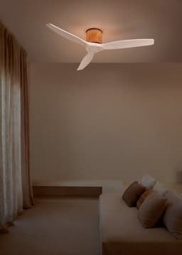 CREATE - Plafondventilator stil 40W (Ø132cm) - Sfeerlicht LED - Afstandsbediening - 6 snelheden - Programmeerbaar - WIND CALM CUSTOM RATTAN — thumbnail 1