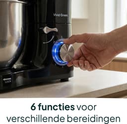 Keukenmachine - Mixer Food Processor - Bakken en Koken - Krachtige 2000W Motor - 6.2L Kom - Zwart — thumbnail 3