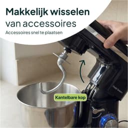 Keukenmachine - Mixer Food Processor - Bakken en Koken - Krachtige 2000W Motor - 6.2L Kom - Zwart — thumbnail 2