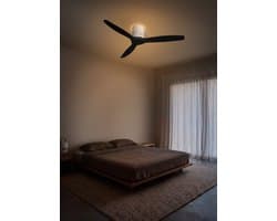 CREATE - Plafondventilator stil 40W (Ø132cm) - Sfeerlicht LED - Afstandsbediening - 6 snelheden - Programmeerbaar - WIND CALM CUSTOM RATTAN