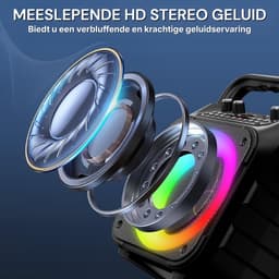 Karaoke Set met 2 Microfoons Draadloos & Krachtig Geluid - Karaoke Microfoon Bluetooth Speaker Met LED Verlichting - Karaoke Set voor Volwassenen Draagbaar & Compact Design – Ideaal Voor Feestjes en Thuisgebruik | Met Lichteffecten — thumbnail 4