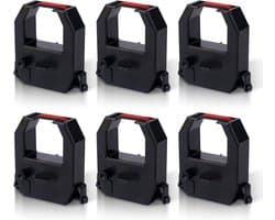6 Stuks Inktlint voor Tijdklok, Vervangend Lint Geschikt voor Amano PIX en TCX Series, Ideaal voor BX-6000, EX-9000, EX-9500, CP-3000, NS5100, TS-3000i, TS-4000i (Rood en Zwart)