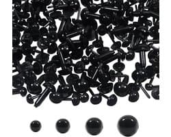 1000 Stuks Plastic Zwarte Rond Amigurumi Ogen voor Poppen - 3 mm, 4 mm, 5 mm en 6 mm - Perfect voor Handgemaakte Creaties en Knutselprojecten