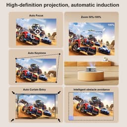 Projector Full HD 1080P - Beamer met Android 9 en WiFi 6 - Thuisbioscoop voor Films Gaming en Presentaties - Kunststof - Wit - Ondersteunt 4K Ingang en 40 tot 123 Inch Projectie - Autofocus Bluetooth 5.0 en Keystone Correctie — thumbnail 5
