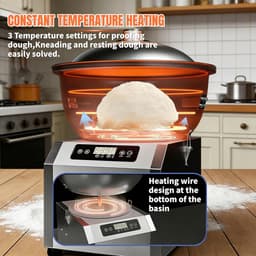Deegmachine met Fermentatie - Deegmixer Keuken - Brood Pizza Maken - Krachtige Aluminium Motor - 8 Kilogram Capaciteit - Zilverkleurig — thumbnail 5