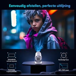 Jensaro Mini Beamer Met Android 14 - Buitenprojector - Wifi 6 Bluetooth 5.4 - HD Projector 12000 Lumen Voor Thuisbioscoop - WK Voetbal — thumbnail 4