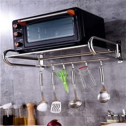 Magnetron Oven Rek - Keuken Organizer - Ruimte Besparen - Stabiel Roestvrij Staal - 60 cm - Zilverkleurig — thumbnail 1