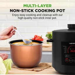 Elektrische Snelkookpan - Multicooker Pan - Snel Maaltijden Bereiden - 9 Voorgeprogrammeerde Modi - 6 Quart Capaciteit - Zwart — thumbnail 3