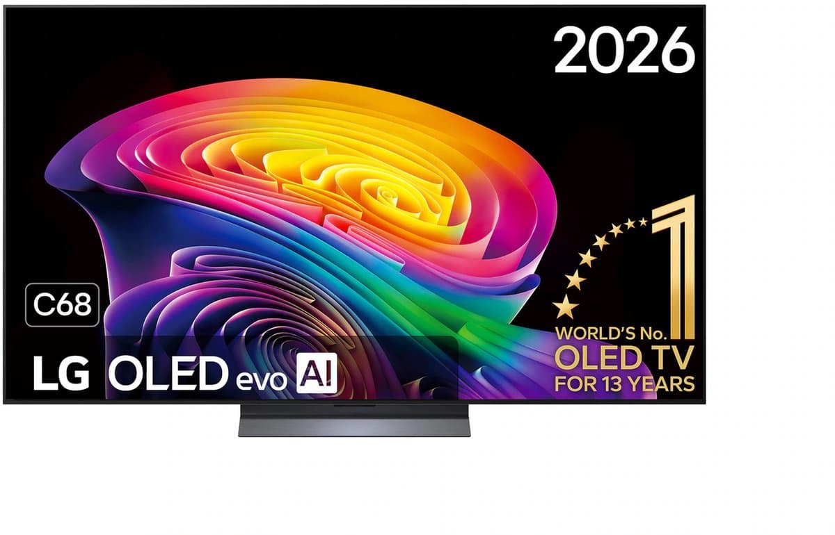 LG OLED65C68LA 65 inch OLED evo AI C6 4K Smart TV, α11 AI Processor 4K Gen3, 120 Hz, VRR tot 165 Hz, Dolby Vision, Dolby Atmos, webOS 26, G-SYNC Compatibel, FreeSync Premium, Zwart — afbeelding 1