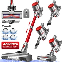 Elekiatech Steelstofzuiger- 46000Pa - 50 Minuten Gebruikstijd - 8 Kegel Filtersysteem Steelstofzuiger Draadloos - 1,5 L Stofbak - 2200 mAh Accu - voor Tapijten en Harde Vloere - Rood — thumbnail 1