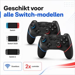 2x Draadloze Controller Geschikt voor Nintendo Switch & Switch 2 - Ergonomische Handvat Gripstand — thumbnail 3