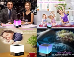 Oneay Bluetooth-nachtlampje — Een draadloze Bluetooth-speaker met ledverlichting en zeven kleurmodi, voorzien van een ingebouwd klokdisplay. Een ideaal cadeau voor vrienden en collega's. — thumbnail 4