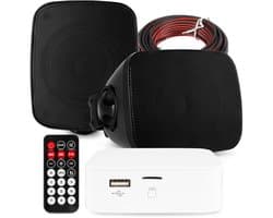 Power Dynamics set van 2 buiten speakers - Waterdichte mini speakerset outdoor - Bluetooth - Zwart