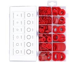 Assortiment van 600 Stuks Platte Ringen en Vezelpakking voor Isolatie en Afdichting - Diverse Maten en Stalen Gaskets