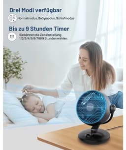 Desktop Air Circulator Fan, 3-Speed Stille Tafelventilator, 100° Verticaal en 80° Horizontaal Oscillerend, 24dB Laag Geluidsniveau, Draagbare Ventilator voor Binnen en Buiten. — thumbnail 4