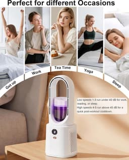 Bladeless Tafelventilator met Mistbevochtiger - Stille Ventilator voor Slaapkamer en Kantoor - Veilige Ventilator zonder Bladen - Compacte Aircofan met Touch Control — thumbnail 3