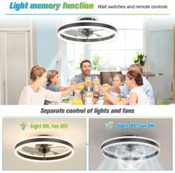 DIMICO - Plafondventilator met Verlichting - Plafond Ventilator - Afstandsbediening - 6 Snelheden - Zwart - Zomer en Wintermodus — thumbnail 2