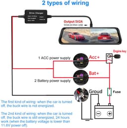 Dailygoods - Dailygoody - Dash Cam Hardwire Kit - Laagspanningsbeveiliging - Ideaal voor GPS - 12V naar 5V - 3,2M Kabel - Geschikt voor Auto's — thumbnail 5