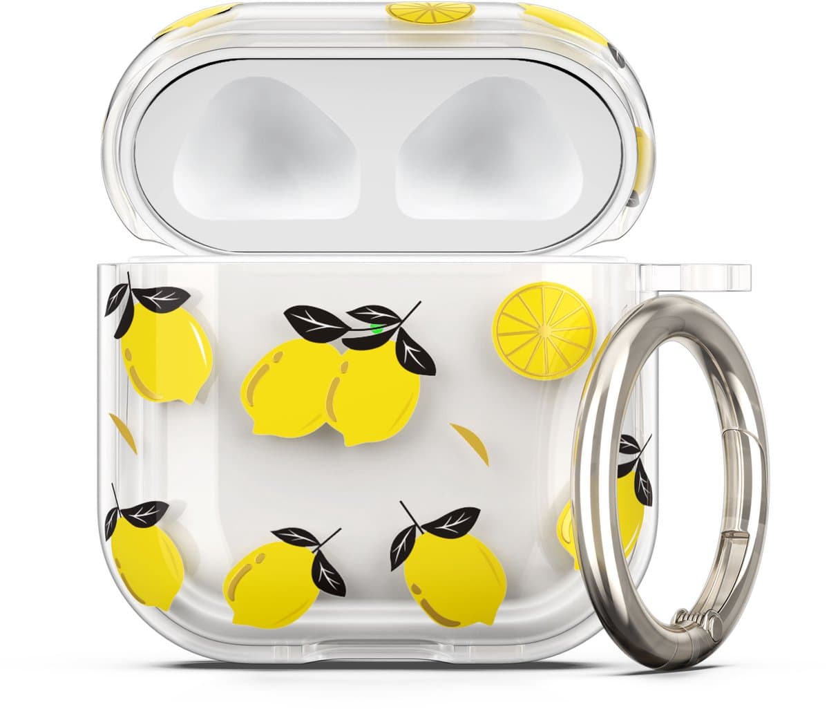 kwmobile Hoes compatibel met Apple Airpods 4 Case - Zachte TPU beschermhoes - Cover in geel / transparant citroenen design — afbeelding 1