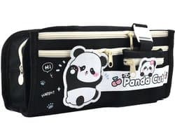Pencil Case, Panda, Kawaii Pennenzak, Elegant, Grote Capaciteit Pennenzak, Zwart, Één Maat, De Moderne Wind, Zwart, Één maat, De moderne wind