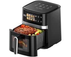UrbanSelect Airfryer - Heteluchtoven - Heteluchtfriteuse - 5.5 Liter - 360° circulatie - Led-Touchscreen - Max 200°C - Zwart