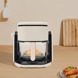 Heteluchtfriteuse - Airfryer met glas - Gezond Koken - 3-in-1 Functie - 45 Liter - Wit — thumbnail 3