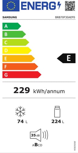 Samsung BRB70F30AEF0EO koel-vriescombinatie Ingebouwd 298 l Wit — thumbnail 2