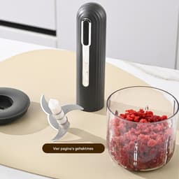 Elektrische Keukenmachine - Mini Hakker - Maaltijden Voorbereiden - USB-oplaadbaar Draadloos - 400 ml Kom - Zwart — thumbnail 5