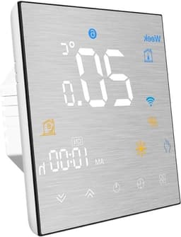 Slimme Thermostaat - Temperatuurregelaar Verwarming - Comfort Verhogend - Geborsteld Metaalpaneel - Vierkant Display - Zilver — thumbnail 1