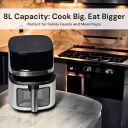 Airfryer XXL - Heteluchtfriteuse - Gezond Frituren - 8 Programma's - 8 Liter - Zilver — thumbnail 2