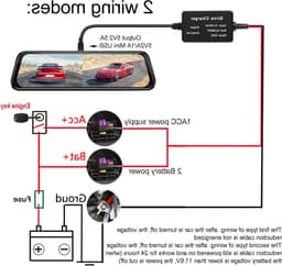 Hardwire Kit voor Dashcam - Mini USB Fuse 12V-28V naar 5V met Laagspanningsbeveiliging en 11Ft Oplaadkabel met Type C Aansluiting — thumbnail 4