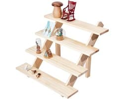 4-Tier Oorbellen Display Riser van Hout, Verstelbare Oorbellenhouder voor Sieraden, Perfect voor Ambachten en Winkeldisplay, 39 x 40 x 32 cm