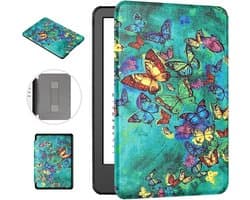 Kindle Paperwhite Hoes - E-reader Cover - Beschermend Lezen - Automatisch Wake/Sleep - 7 inch - Groene Vlinders