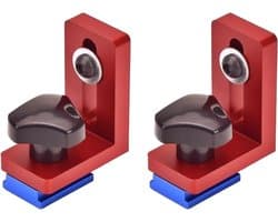 Guide Rail Stop Set voor T-Tracks - 2 Stuks, Verstelbare Sliding Stop voor Houtbewerking, Precisie en Stabiliteit in je Werkplaats