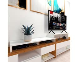 TV-kast - Tv meubel - Opbergen - FSC gecertificeerd hout - 140 x 35 x 30 cm - Wit