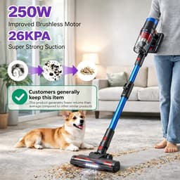Draadloze Steelstofzuiger - Handstofzuiger Accu - Huis Reinigen - HEPA Filtratie - 60 Minuten Looptijd - Blauw — thumbnail 2