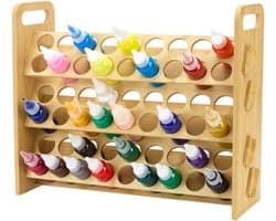 Bamboe Verf Organizer Rack voor 54 Flessen, Houten 6-laags Opberghouder voor Craft Pigmenten en Verf in Huiswerkruimte en Creatieve Projecten