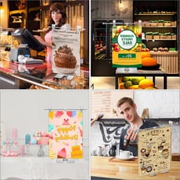 Verstelbare infostander van roestvrij staal voor A3/A4 formaten, ideaal voor evenementen, menu's en detailhandel (29-94 cm) — thumbnail 2